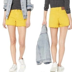 J Crew Mercantile High Rise Frayed Cutoff Mustard Gold Denim Size 27